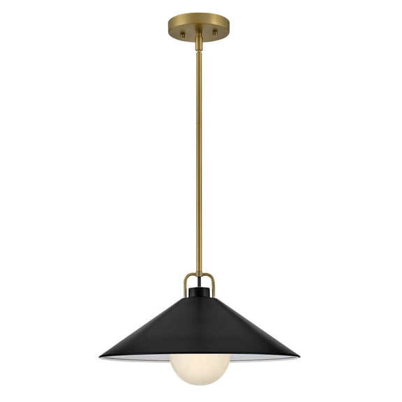 84437LCB-BK Lark Milo - 12W 1 LED Medium Pendant In Classic-7 Inches Tall and 16 Inches Wide-Lacquered Brass/Black Finish