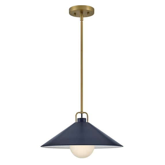 84437LCB-MV Lark Milo - 12W 1 LED Medium Pendant In Classic-7 Inches Tall and 16 Inches Wide-Lacquered Brass/Matte Navy Finish