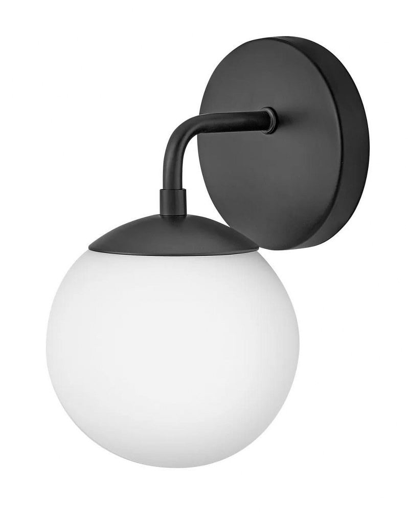 Juniper Mid-Century Modern Black Vanity Light with Opal Glass Globe
