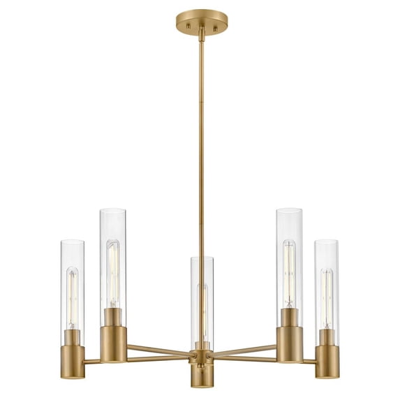 85405LCB Lark Shea - 50W 5 LED Medium Chandelier In Modern Style-13.5 Inches Tall and 28 Inches Wide-Lacquered Brass Finish