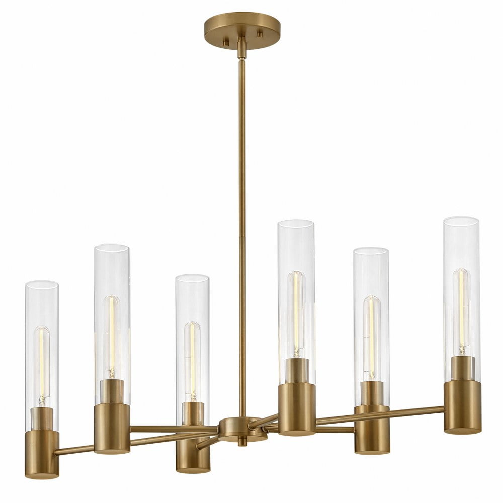 Shea 6-Light Lacquered Brass and Clear Glass Chandelier