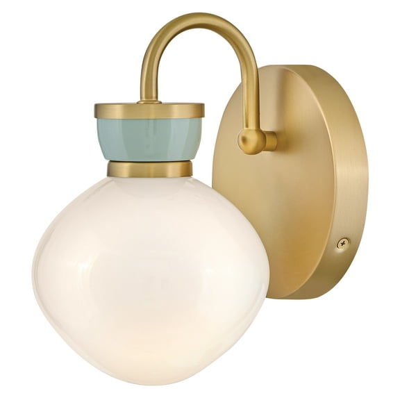 Lark 85590 Lucy 10" Tall Bathroom Sconce - Lacquered Brass / Seafoam