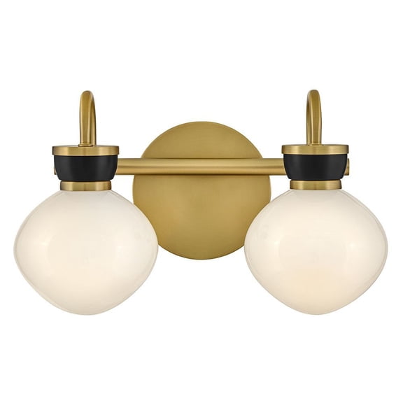 85592LCB-BK Lark Lucy - 14W 2 LED Small Bath Vanity-9.5 Inch Tall and 15.5 Inch Wide-Lacquered Brass/Black Finish