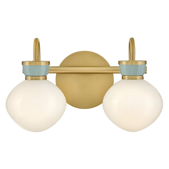 Lark 85592 Lucy 2 Light 16" Wide Vanity Light - Lacquered Brass / Seafoam