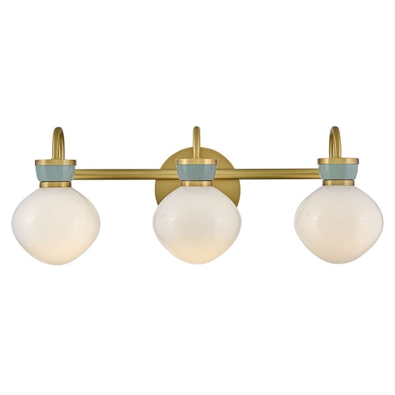 85593LCB-SF Lark Lucy - 21W 3 LED Medium Bath Vanity-9.5 Inch Tall and 25 Inch Wide-Lacquered Brass/Sea Foam Finish