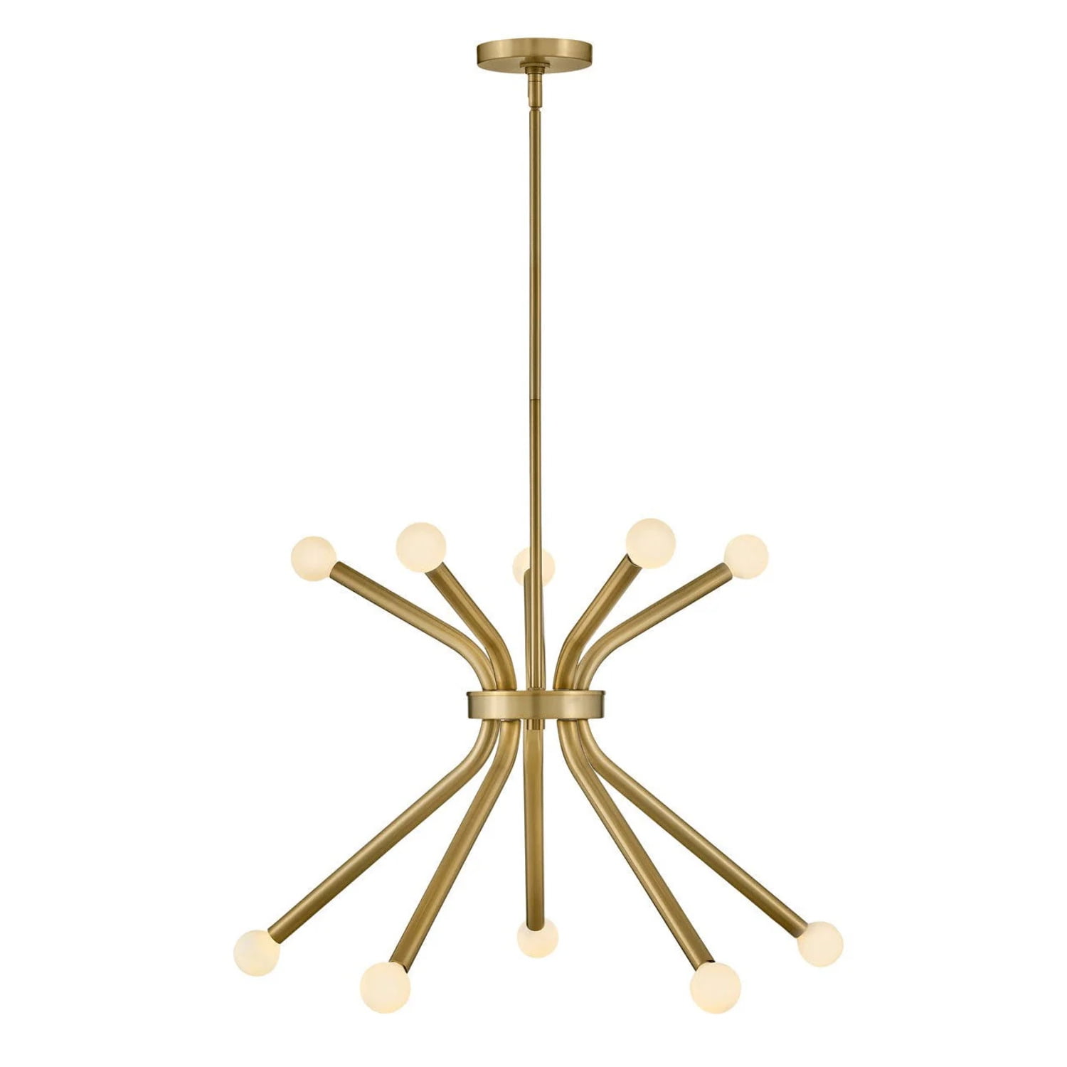 Lacquered Brass 10-Light Sputnik Chandelier with LED Bulbs