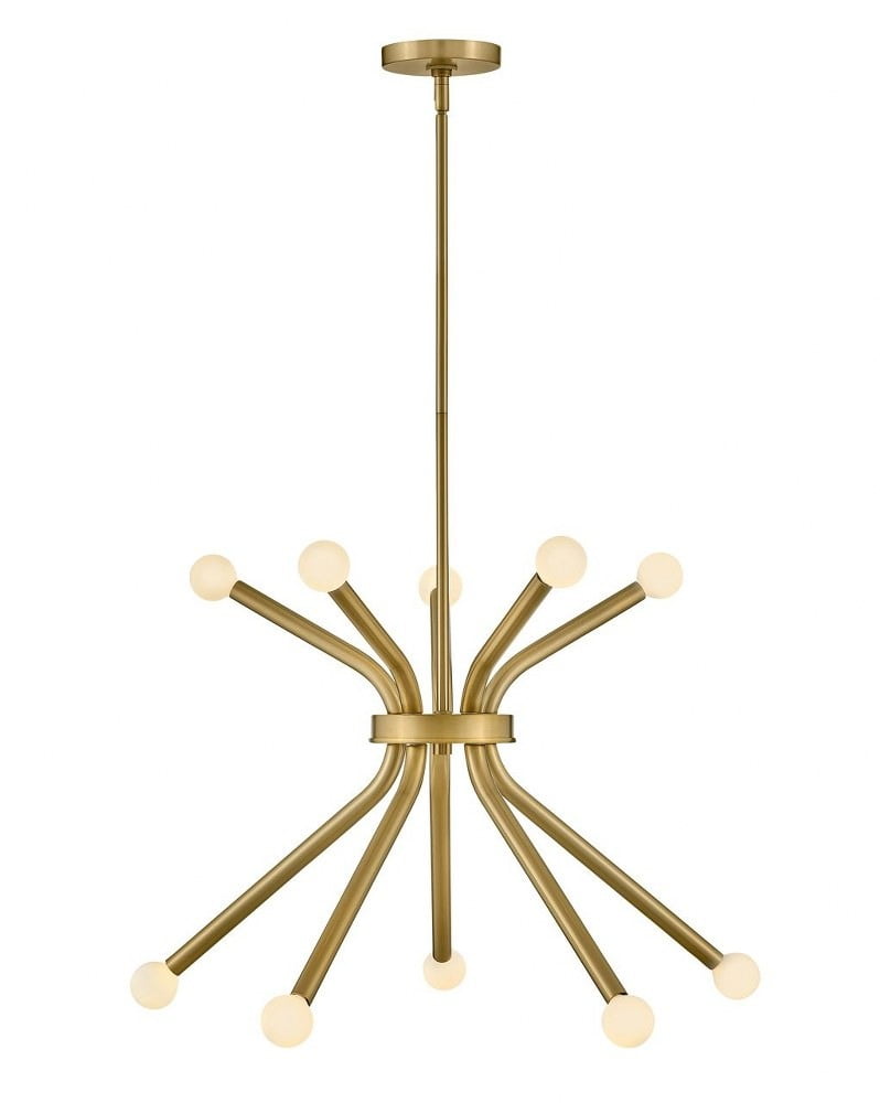 Lacquered Brass 10-Light Sputnik Chandelier with LED Bulbs
