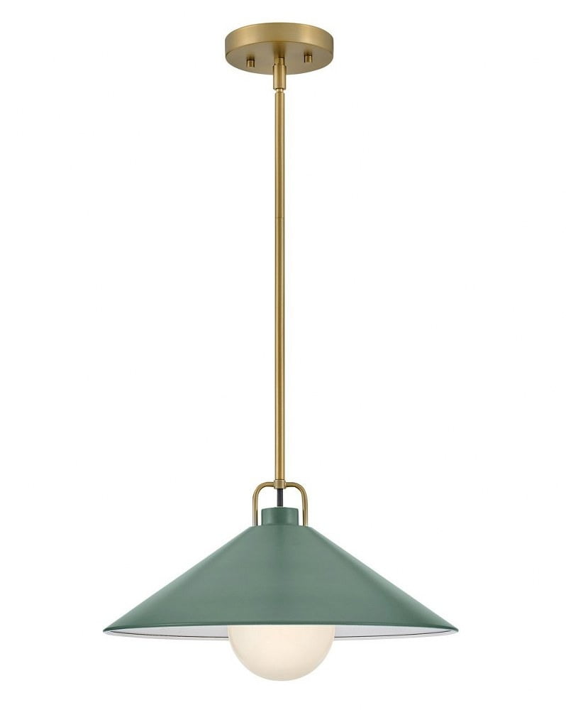 Sage Green and Brass 16" Steel Pendant Light