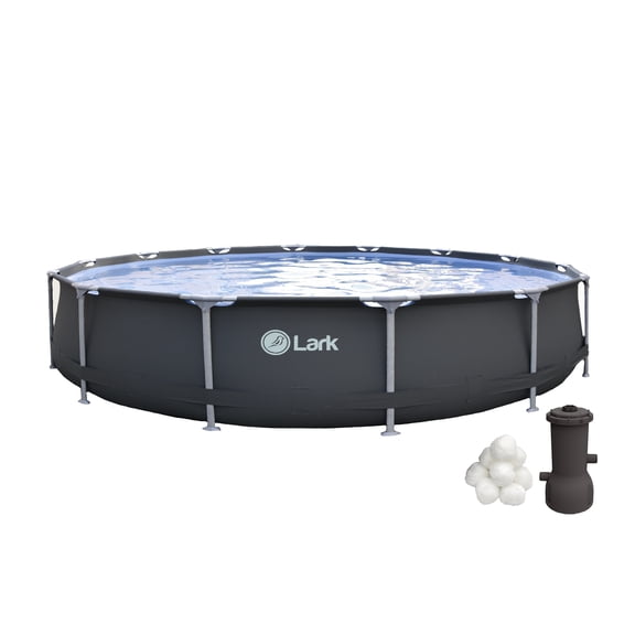 Lark Rustproof 14' ft. x 33" inch Fiberglass Frame Backyard Above Ground Swimming Pool with 530-Gallon Filtration Pump