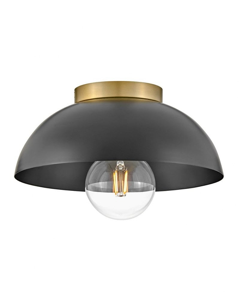 Black and Brass Mid-Century Modern Flush Mount Ceiling Light