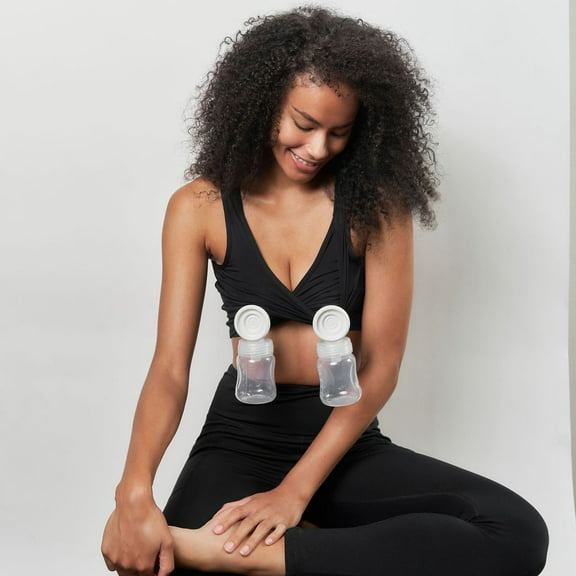 Larken X Hands-Free Pumping Bra & Nursing Bralette with no Clasps, Black
