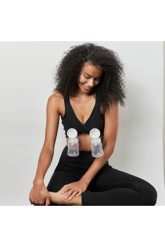 X Hands-Free Pumping Bra & Nursing Bralette with no Clasps, Black