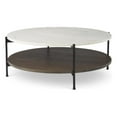 thumbnail image 1 of Larkin Round Two-Tier Marble Top Solid Wood Shelf Metal Frame Coffee Table, 1 of 5