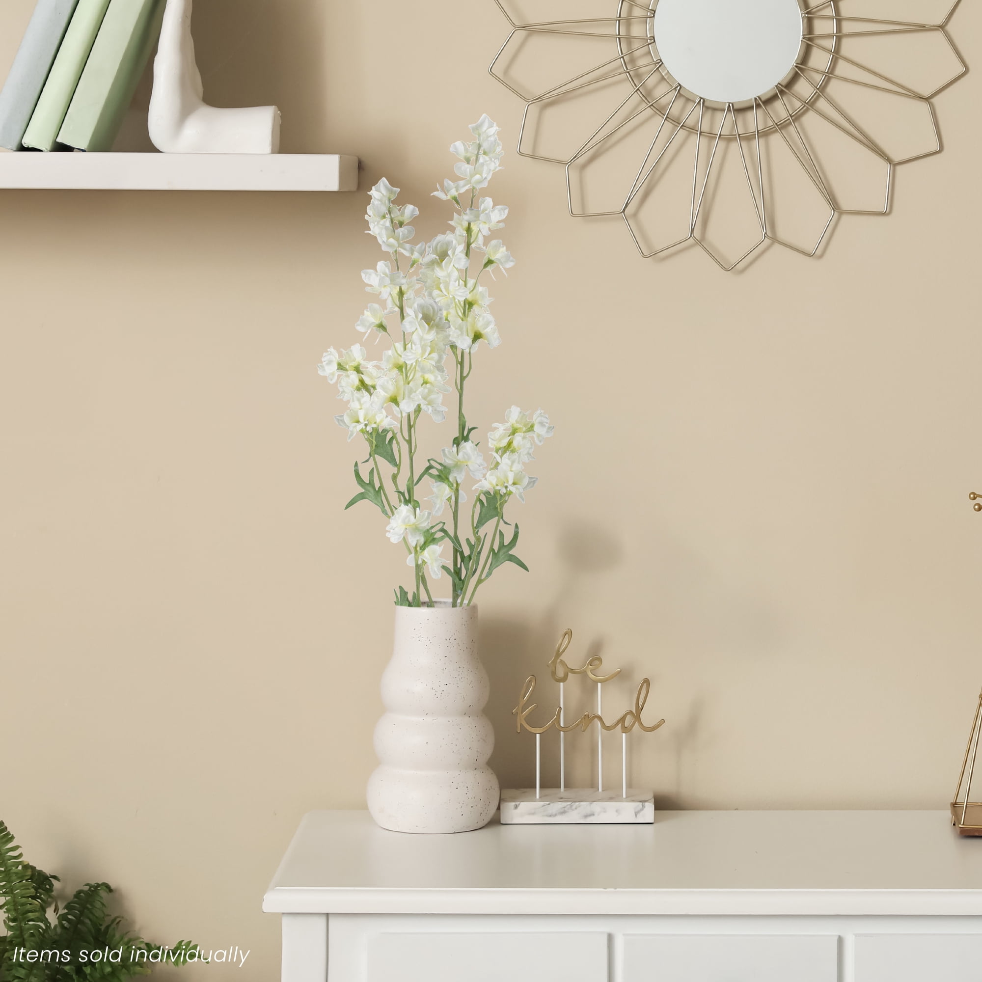 Larkspur Flower Artificial Spray - 29.5" - Green and White