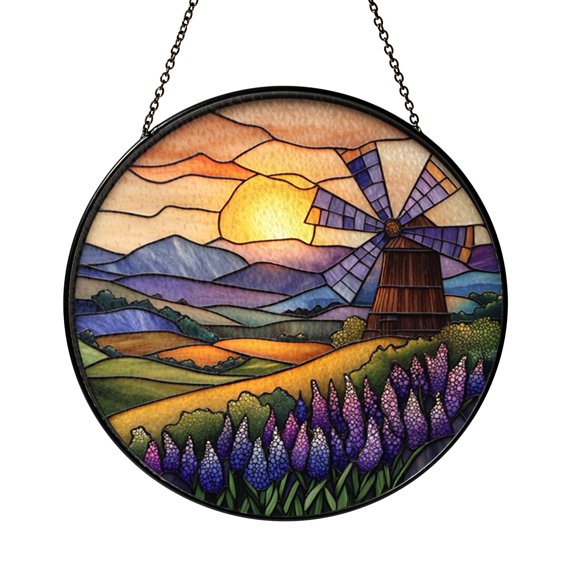Larkspur Flower Windmill Acrylic Suncatcher – Country Window Decor2101