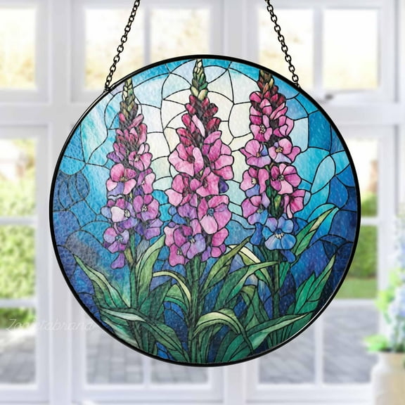 Larkspur Suncatcher, Larkspur July Suncatcher, Larkspur Flower Glass Suncatcher, Larkspur Flower Window Hanging Gift for Her, Floral Lovers
