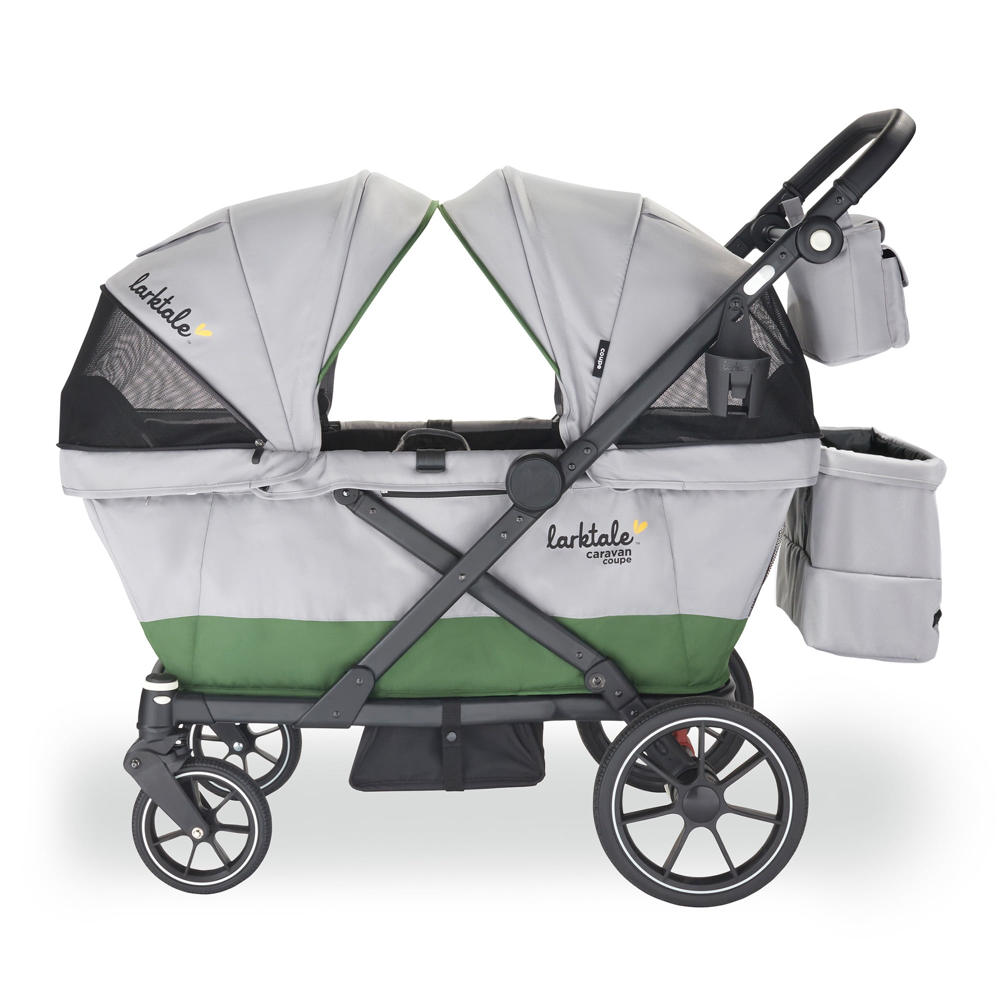 Larktale Caravan Coupe Quad Stroller Reclining 4-Seat Wagon, Gray
