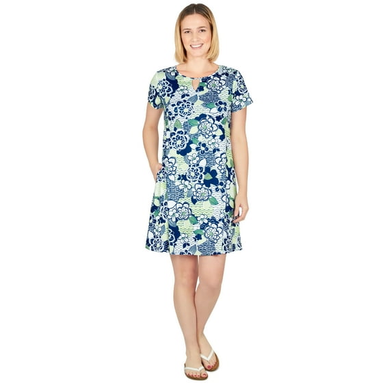 Larky Lark Womens Key Hole T-Shirt Dress In Bold Floral