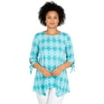 thumbnail image 1 of Larky Lark Womens Plus-Size Lattice Pattern Print Knit Tie Sleeve Top, 1 of 5