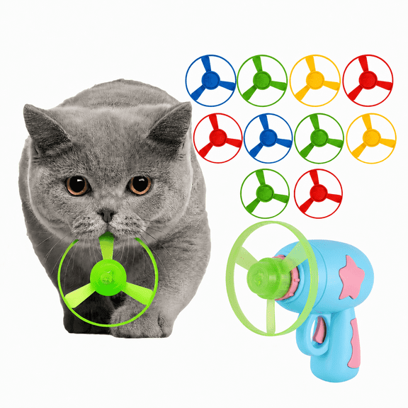 Larleaf Interactive Cat Toy Launcher for Indoor Cats, Rechargeable Flying Disc Launcher with 10 Discs, Automatic Fetch Toy, Cat Enrichment Toys for Kittens & Adult Cats
