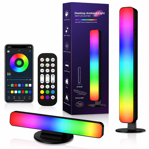 Larleaf Smart RGBIC LED Light Bars, Gaming Ambient Lighting, Color Changing Backlight with Music Sync, App & Remote Control, RGB Monitor Backlight, Gaming Desktop Lights for TV, Gaming Room