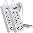 thumbnail image 1 of LarmTek 10 Outlets Power Strip 4ft Cord,Surge Protector,with 4 USB Ports,White,2 Pack, 1 of 10