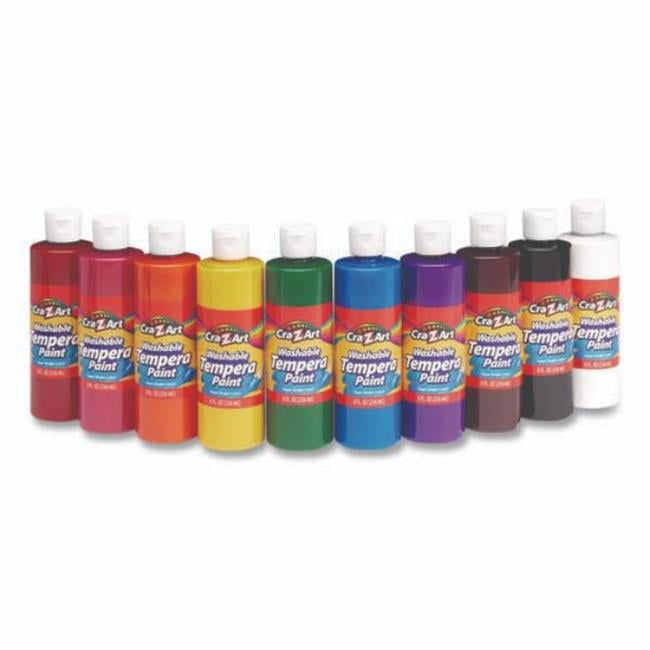 Larose CZA01610 8 oz Washable Tempera Paint, Assorted Color - Pack of 10
