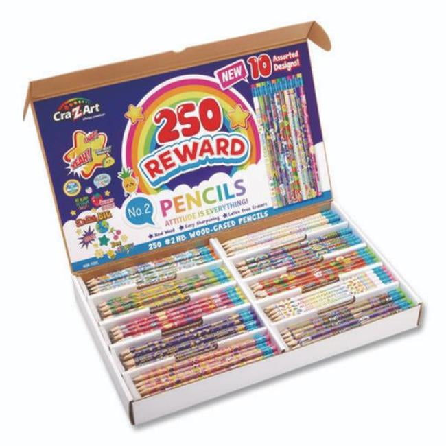 Cra-Z-Art Classroom Reward Pencils Classpack 250 Count Featuring 10 Unique Designs ,Pre-Sharpened Pencils