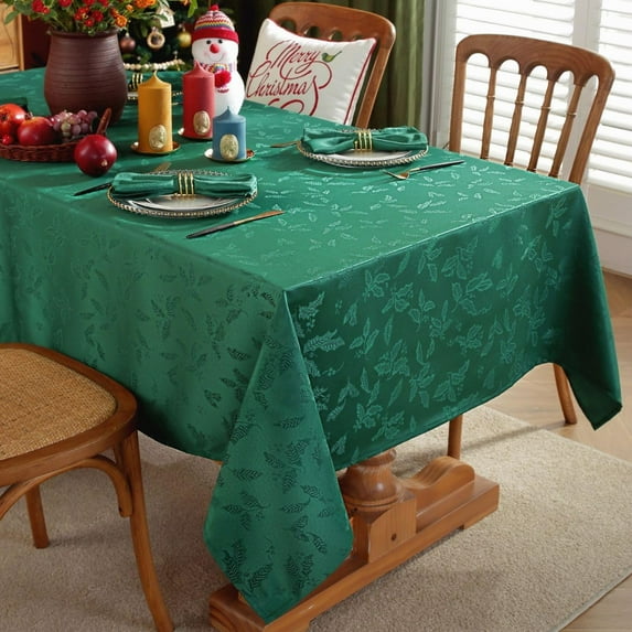 Larponder Christmas Tablecloth Rectangle, Jacquard Snowflake Pattern Table Cloth for Rectangle Tables, Water Resistant Rectangular Tablecloths for Dining Room & Holiday Decoration