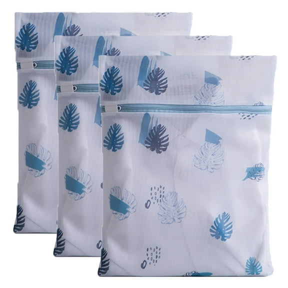 Larpur 3 Pcs Set of Polyester Mesh Laundry Wash Bag with Zipper,  Large Size:  20" W x 24" L, White