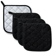 Larpur 7''x7'' Square Hot Pot Holders Cotton Heat Resistant Pad for Kitchen Cooking & Baking, Set of 4, Black