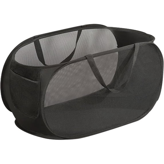 Larpur 72L High-density Mesh Ployster Horizontal Popup Laundry Hamper,Black