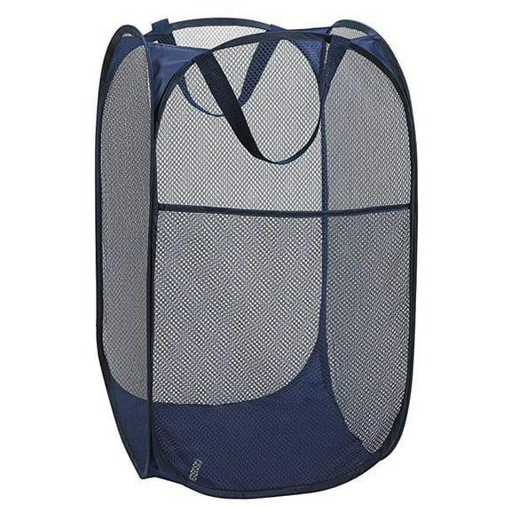Larpur Pop up Laundry Hamper, Collapsible Mesh Clothes Basket Foldable Laundry Basket for Home, Dorm, Blue