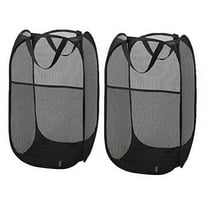 Larpur Popup Mesh Laundry Basket, Collapsible and Portable Clothes Washing Laundry Hamper (Black*2)