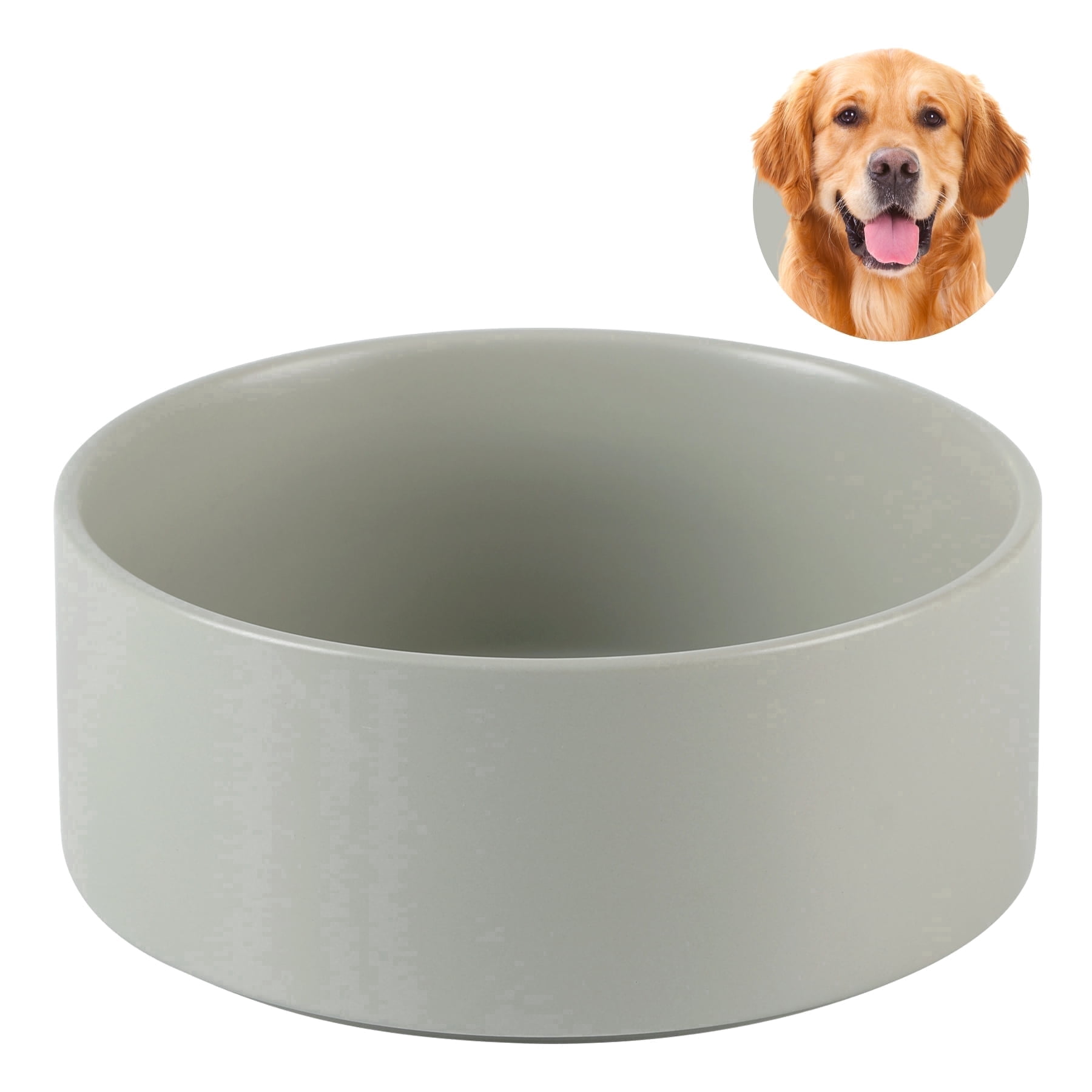 LarqeeWare Ceramic Non-Slip Dog Food and Water Bowl for Large Breed Dogs, Pet Bowl for Replacement 8.2inch  (Single Bowl, Grey)