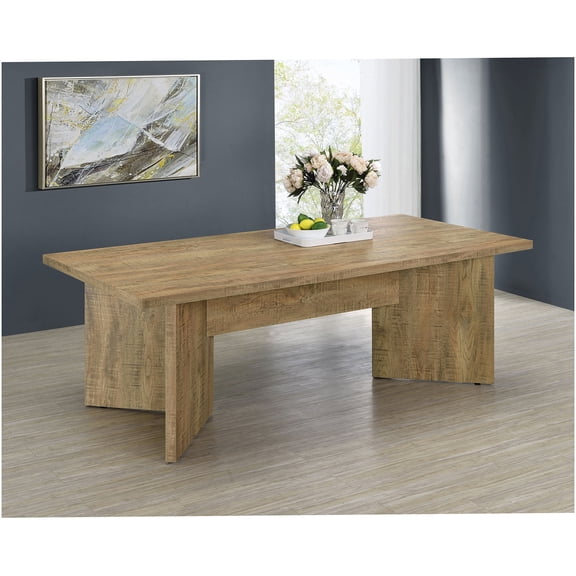 Larrabee Mango Rectangular Dining Table for 4, Modern Farmhouse Kitchen Table with Geometric Base