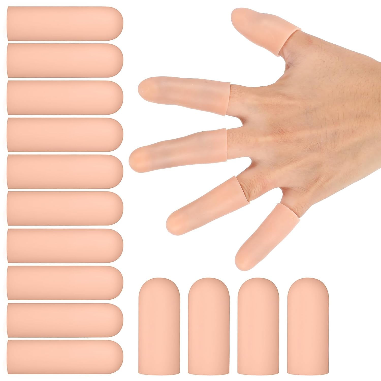 Larrel Silicone Finger Protectors, 14 PCS Gel Finger Cots Cap Protector ...