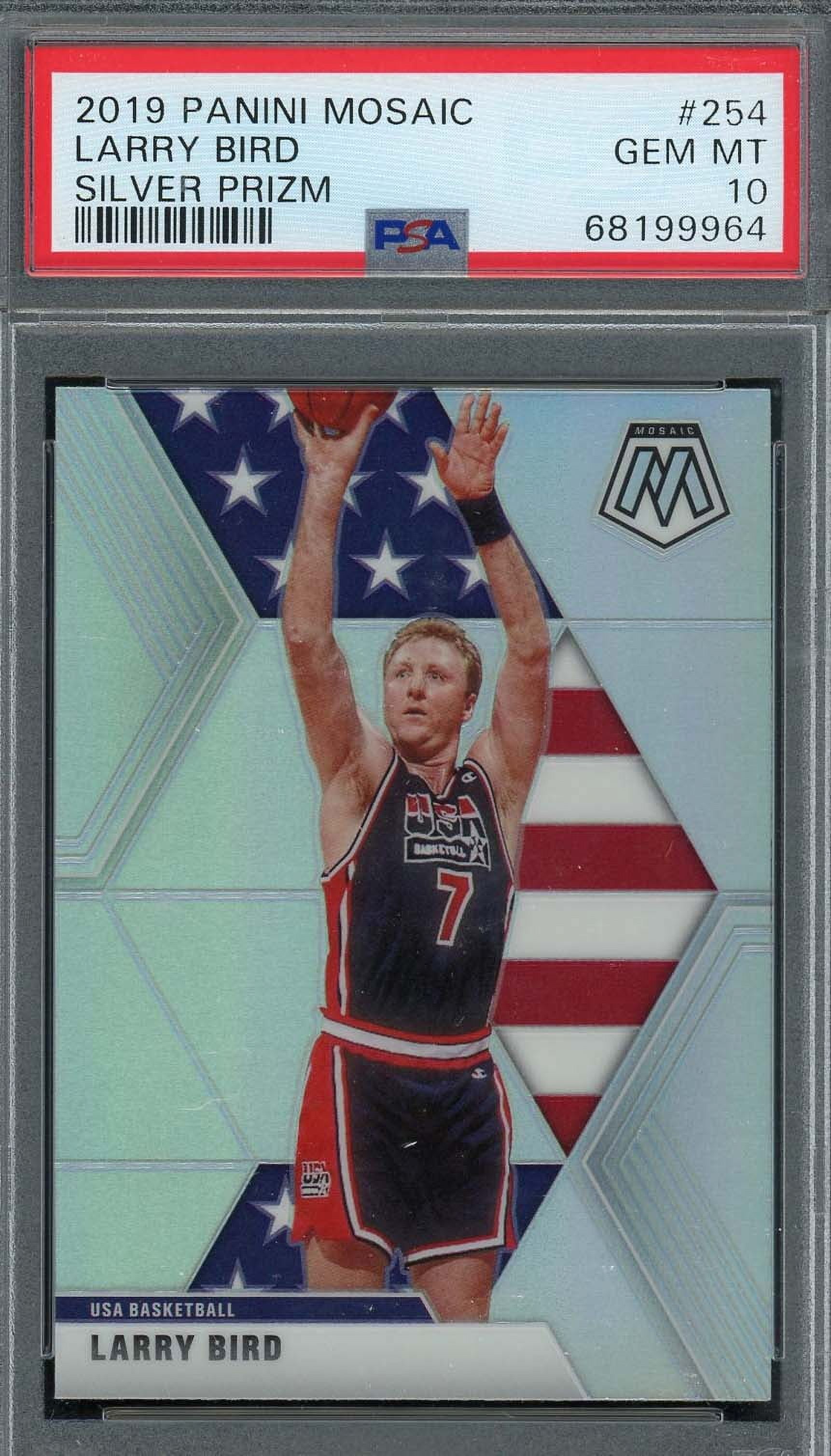 Larry Bird 2019 Panini Mosaic Silver Prizm Basketball Card #254 Graded PSA 10