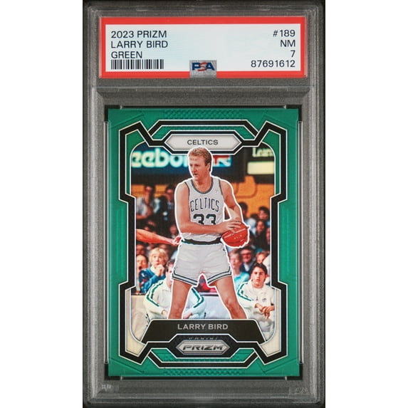 Larry Bird 2023 Panini Prizm Green Basketball Card #189 Graded PSA 7