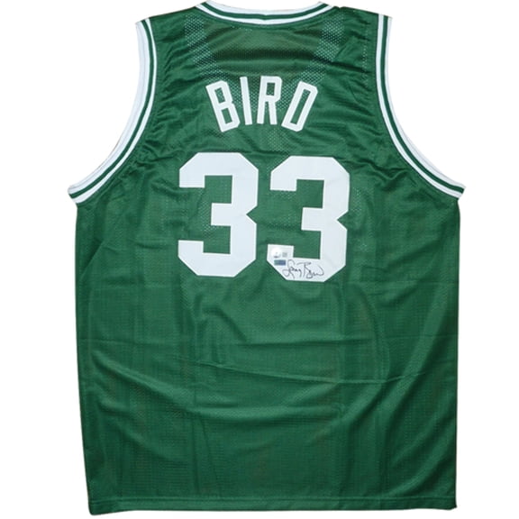 Larry Bird Autographed Boston (Green #33) Custom Jersey - Beckett Witness