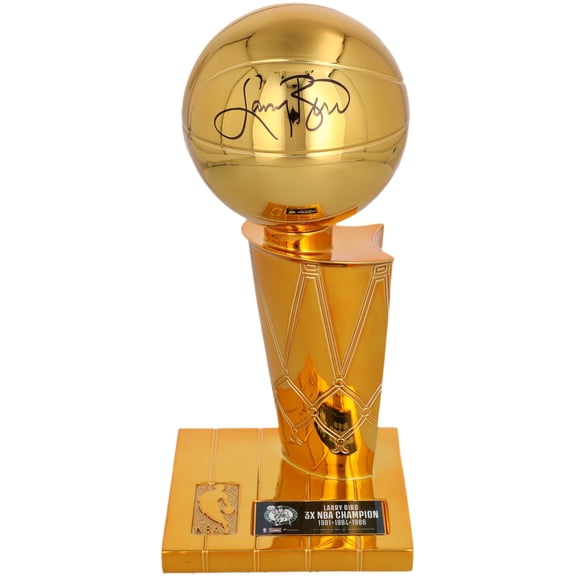 Larry Bird Boston Celtics Autographed NBA Finals Champion Replica Larry O'Brien Trophy with Sublimated Plate - Fanatics Authentic Certified