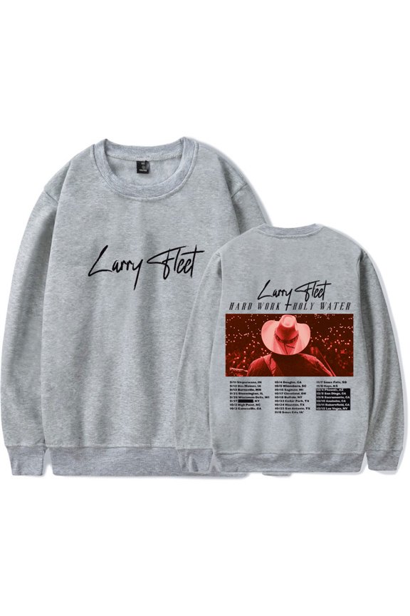 Larry Fleet 2025 Tour Merch Long-sleeved Fashion Print Round Neck Pullover Unisex Trendy Top