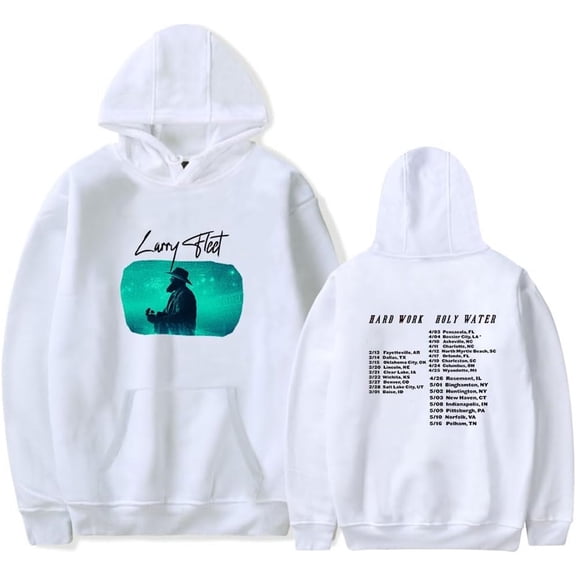 Larry Fleet Hard Work Holy Wate Tour Merch Hoodie Pockets Drawstring Unisex Hooded Sweatshirt Fashion Clothing