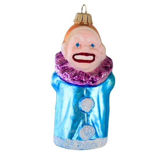 Larry Fraga Designs Blue Clown - 1 Ornament 4 Inch, Glass - Christmas Ornament Circus 5112