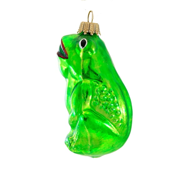 Larry Fraga Designs Classic Frog - 1 Ornament 3.25 Inch, Glass - Green Lake Croaking 5193 Plain