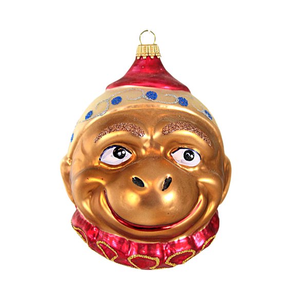 Larry Fraga Designs Monkey Face - 1 Ornament 4.5 Inch, Glass - Christmas Ornament Circus 5066