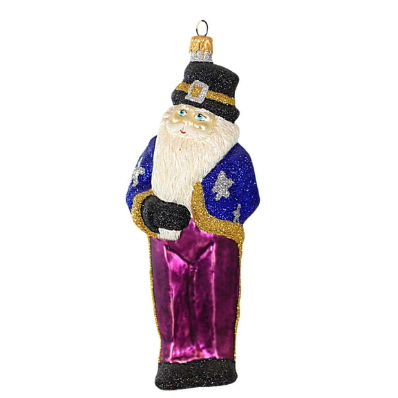 Larry Fraga Designs Santa With Silver Stars - 1 Ornament 7.5 Inch, Glass - Ornament Patriotic 2234