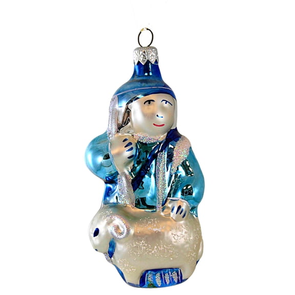 Larry Fraga Designs Shepherd Boy - 1 Ornament 5.25 Inch, Glass - Ornament Christmas Nativity 60066