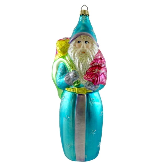 Larry Fraga Father Christmas Blue Blown Glass Ornament Dresden Dove Santa 5178