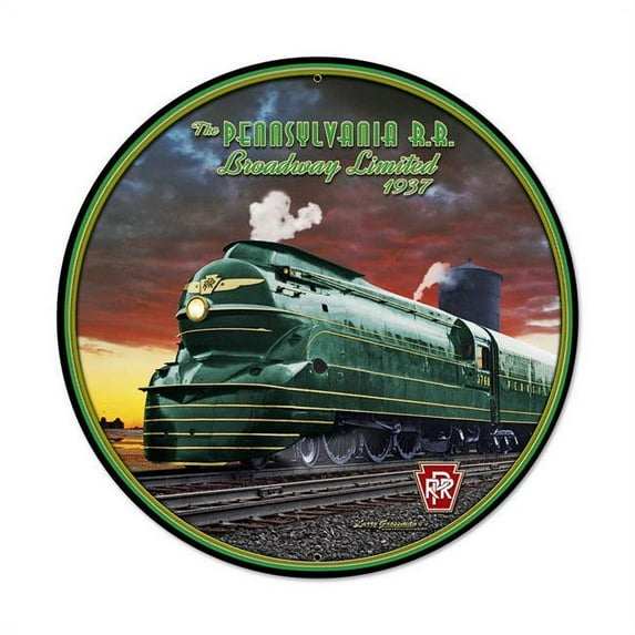 Larry Grossman LG097 28 x 28 in. Pennsylvania Rail Road Round Metal Sign